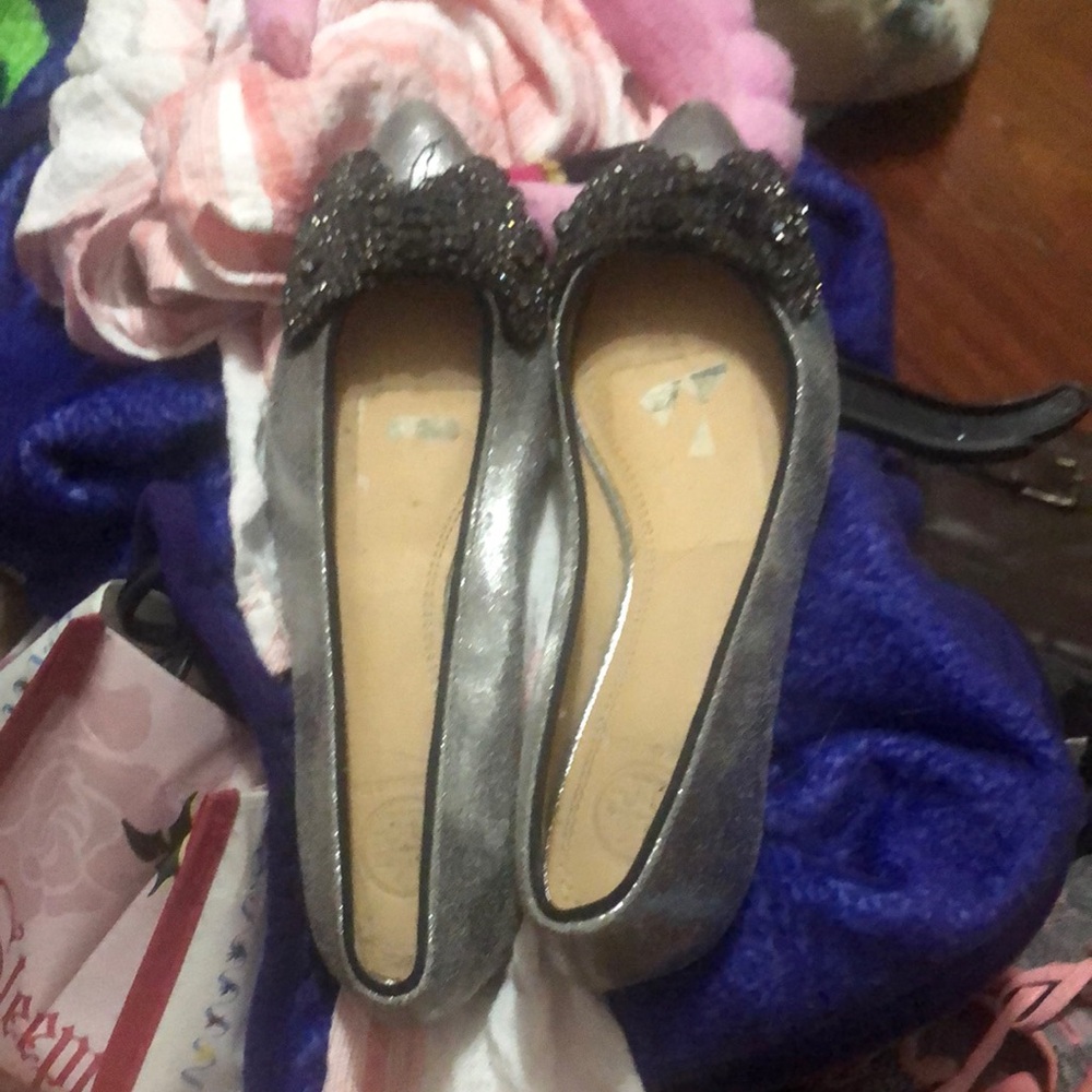 Tory Burch Gray Sparkly Flats